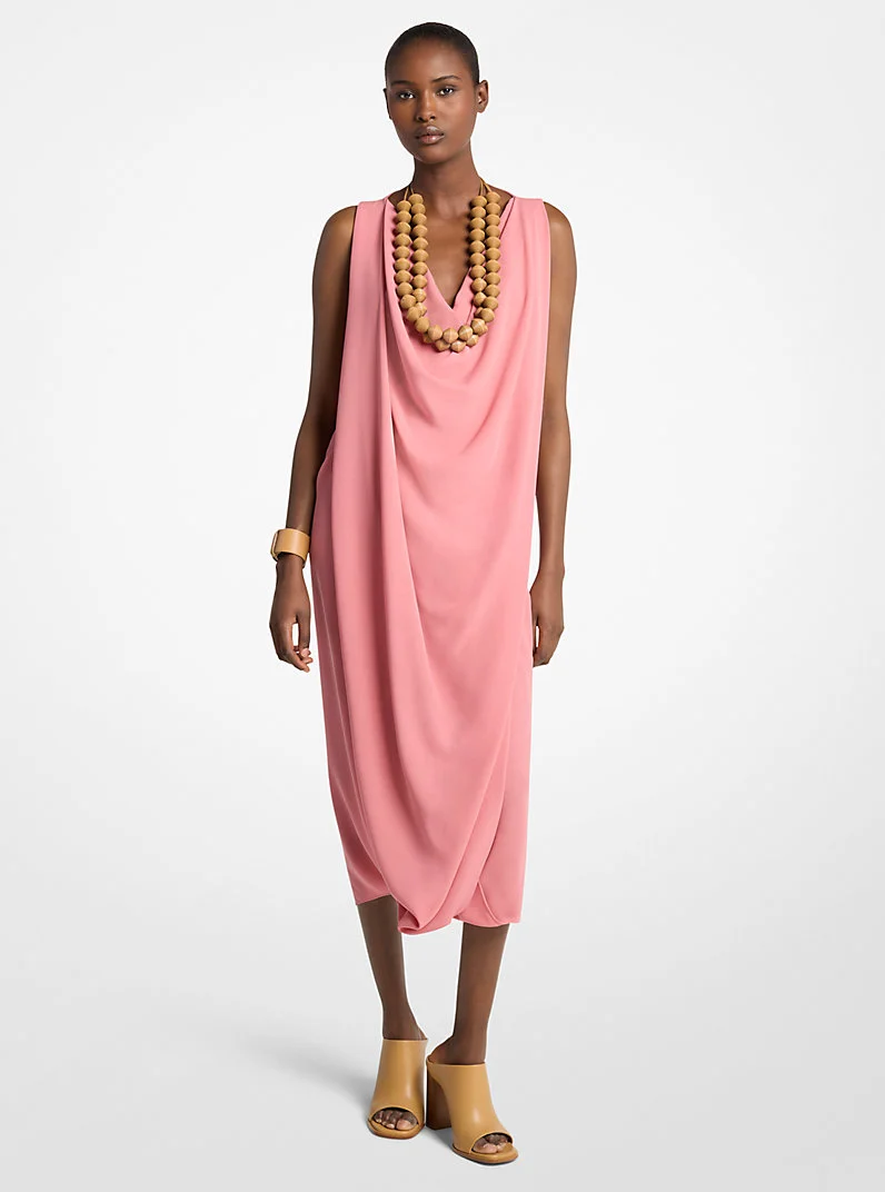 Wool Crepe Cowl-Neck Dress - 1