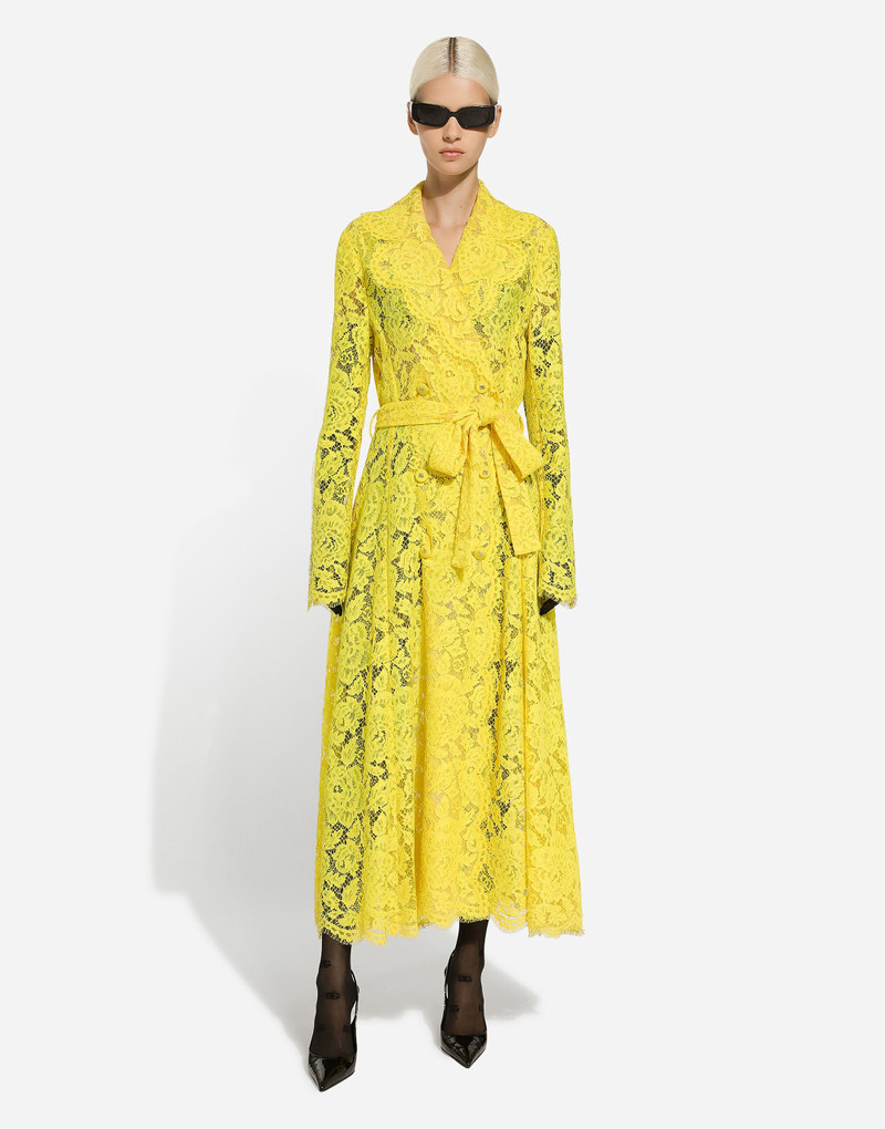 Dolce & Gabbana Branded floral cordonetto lace trench coat outlook