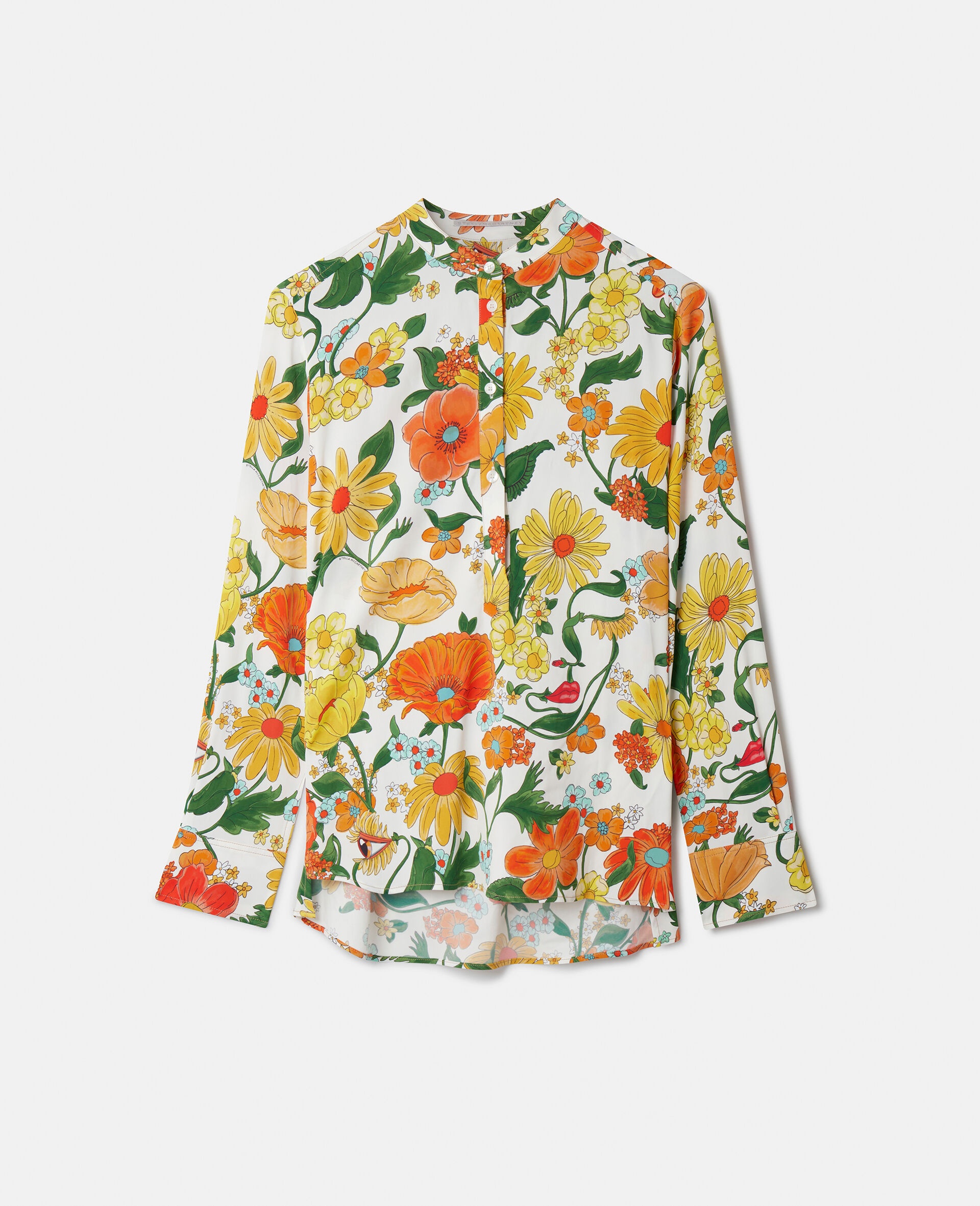 Lady Garden Print Collarless Shirt - 1