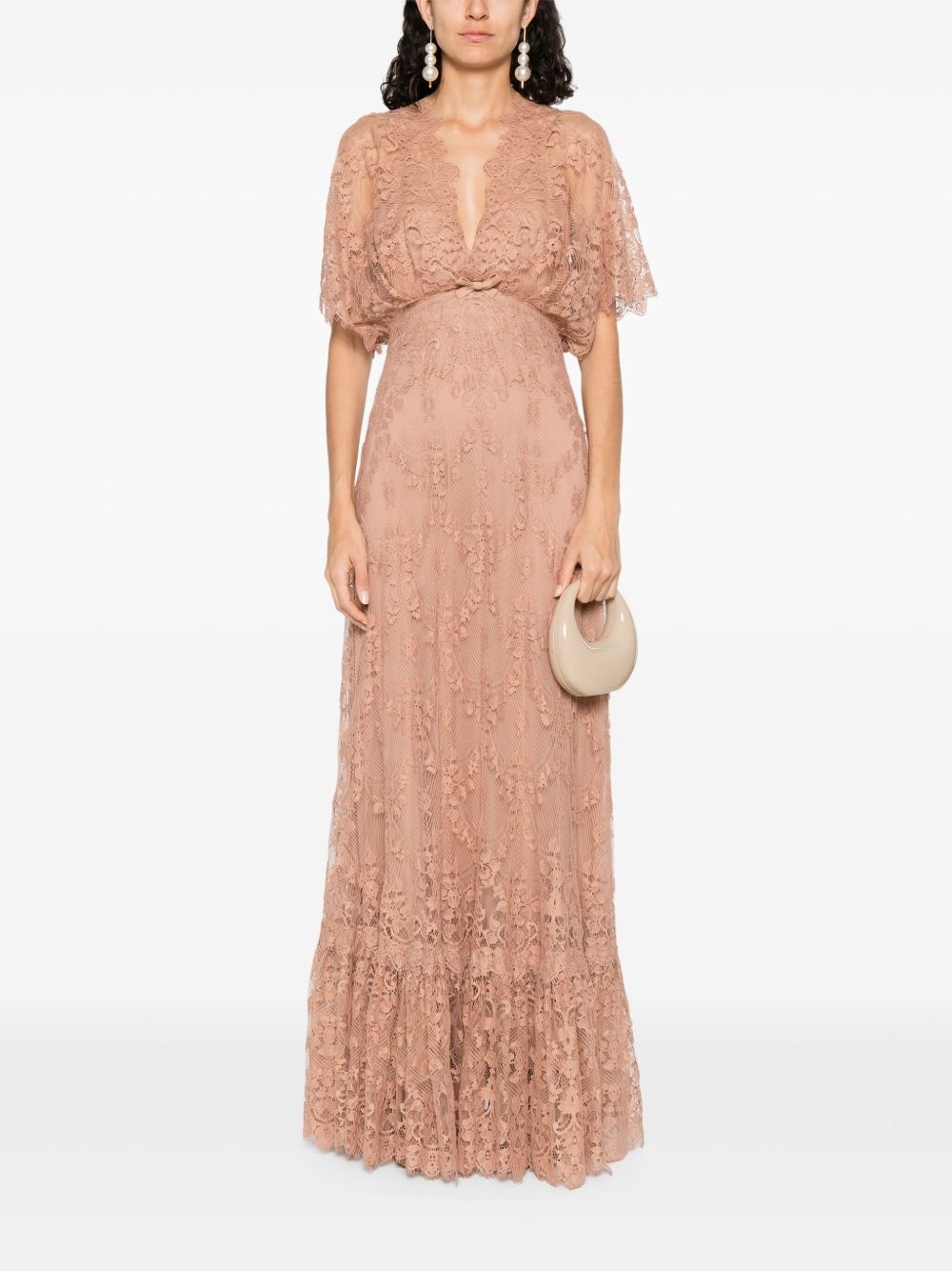 V-neck midi lace dress - 2