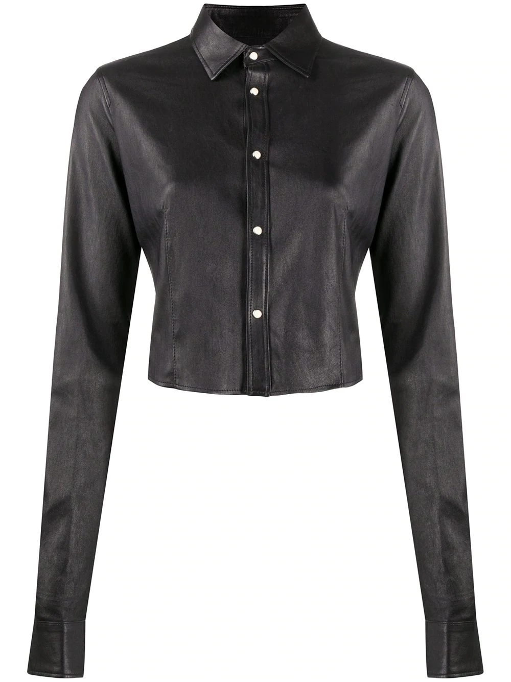 cropped leather shirt - 1