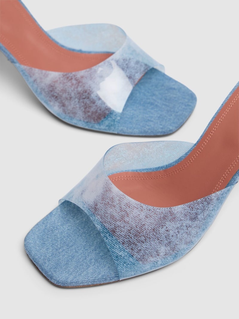 70mm Lupita denim & PVC mules - 4