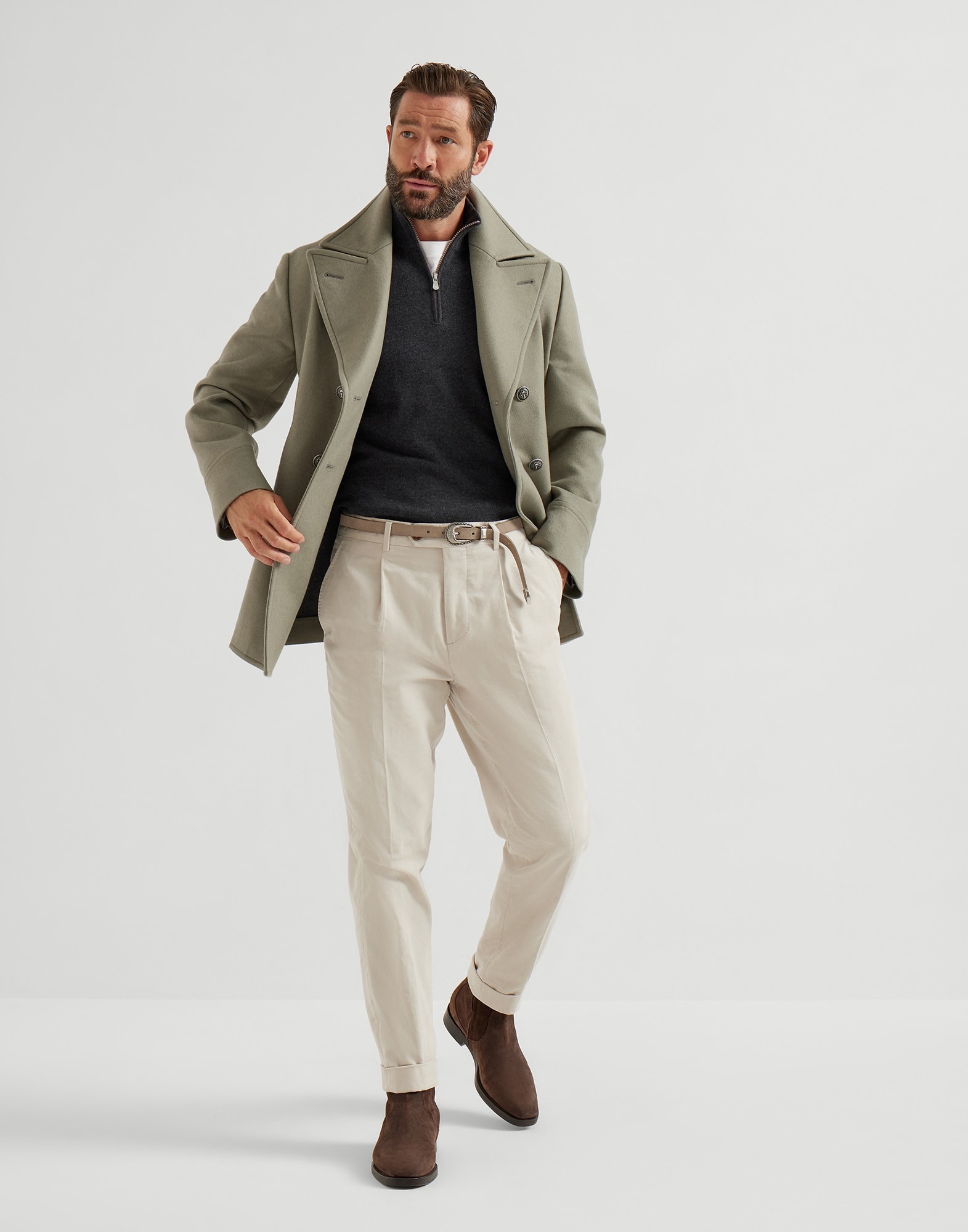 Cashmere sweater with half zip - 5