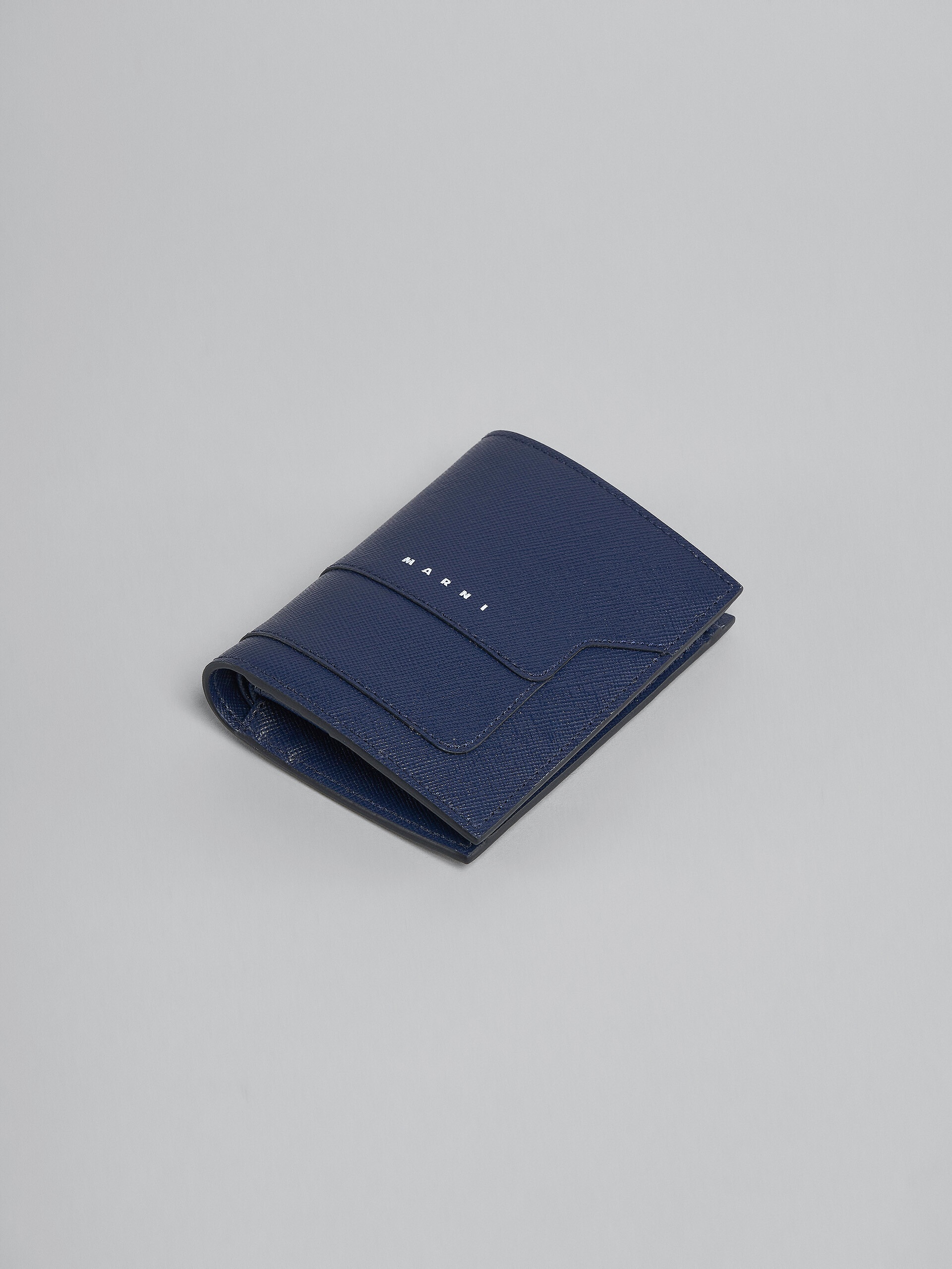 BLUE SAFFIANO LEATHER BI-FOLD WALLET - 5