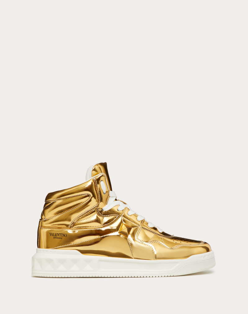 ONE STUD MID-TOP SNEAKER IN MIRROR-FINISH SYNTHETIC FABRIC 1