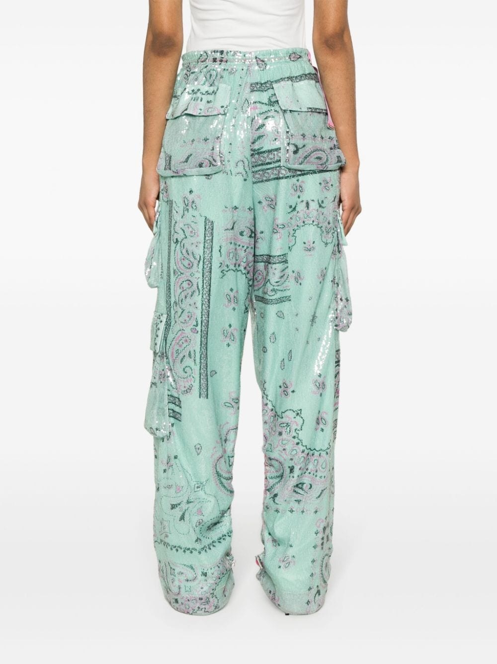 paisley-embellished cargo pants - 4