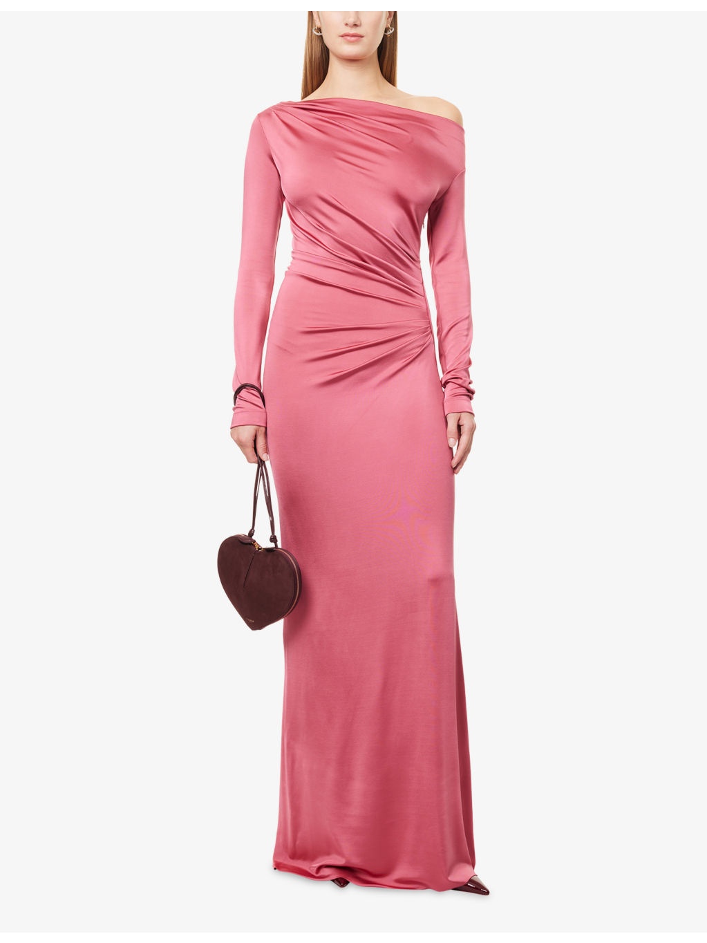 Off-Shoulder Draped Woven Maxi Dress - 2