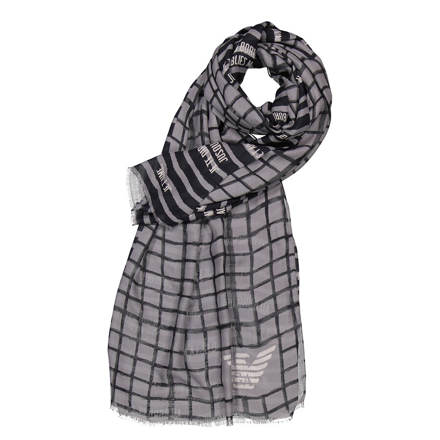 Emporio Armani Grey Logo Detail Modal Scarf - 3