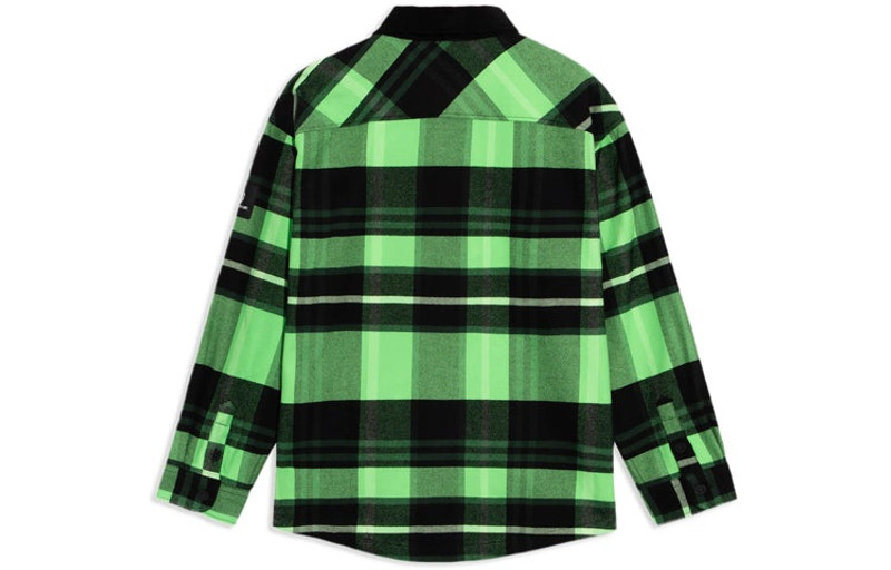 Li-Ning Li-Ning BADFIVE Sports Basketball Series Plaid Loose Fleece Lined Long Sleeves Shirt 'Green' ASHS005 outlook