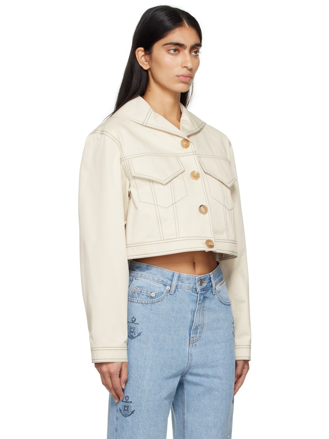 Off-White Cropped Jacket - 2
