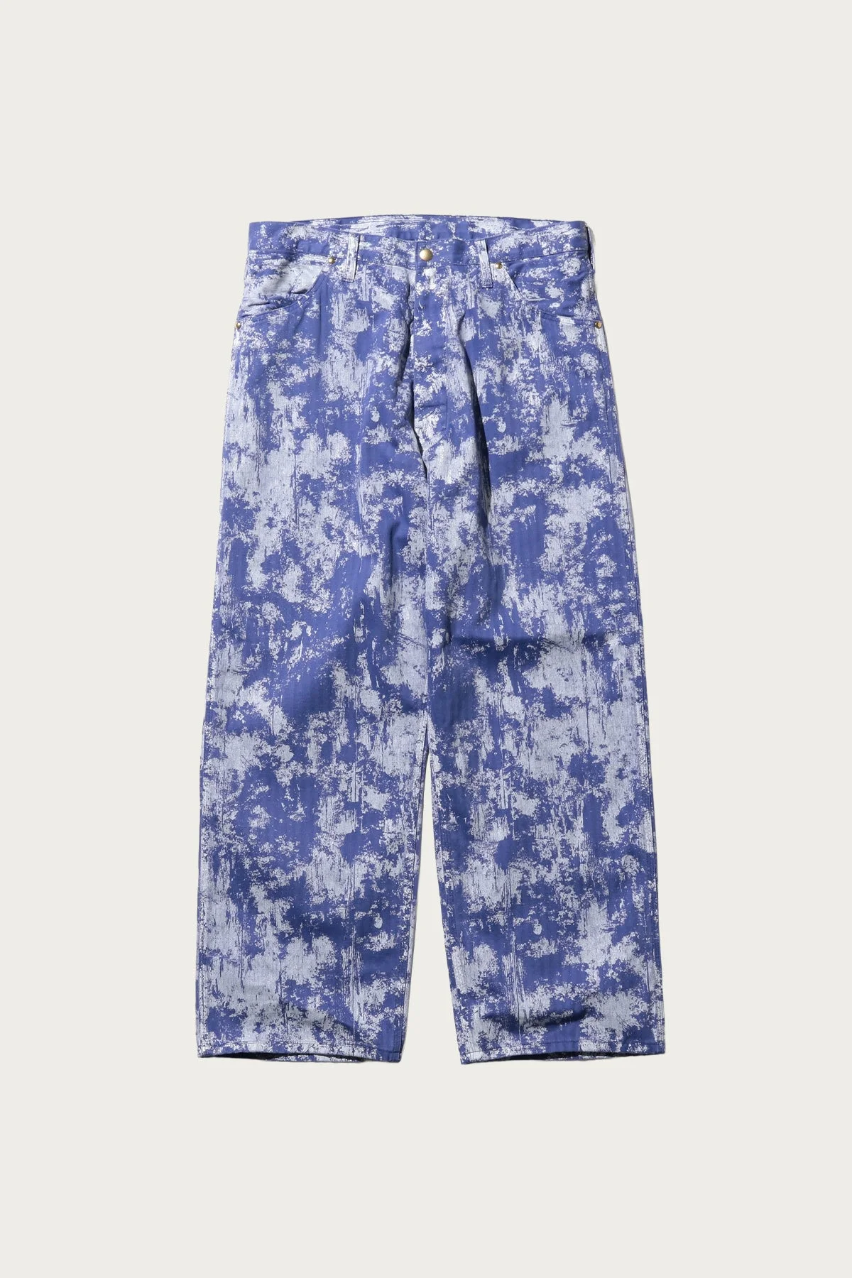 P-Pants Pants Supima Herrinbone on Paint Print - Blue - 1