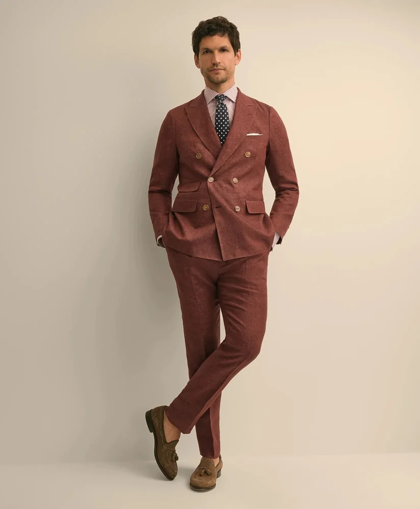 Slim Fit Linen Suit Pants - 1