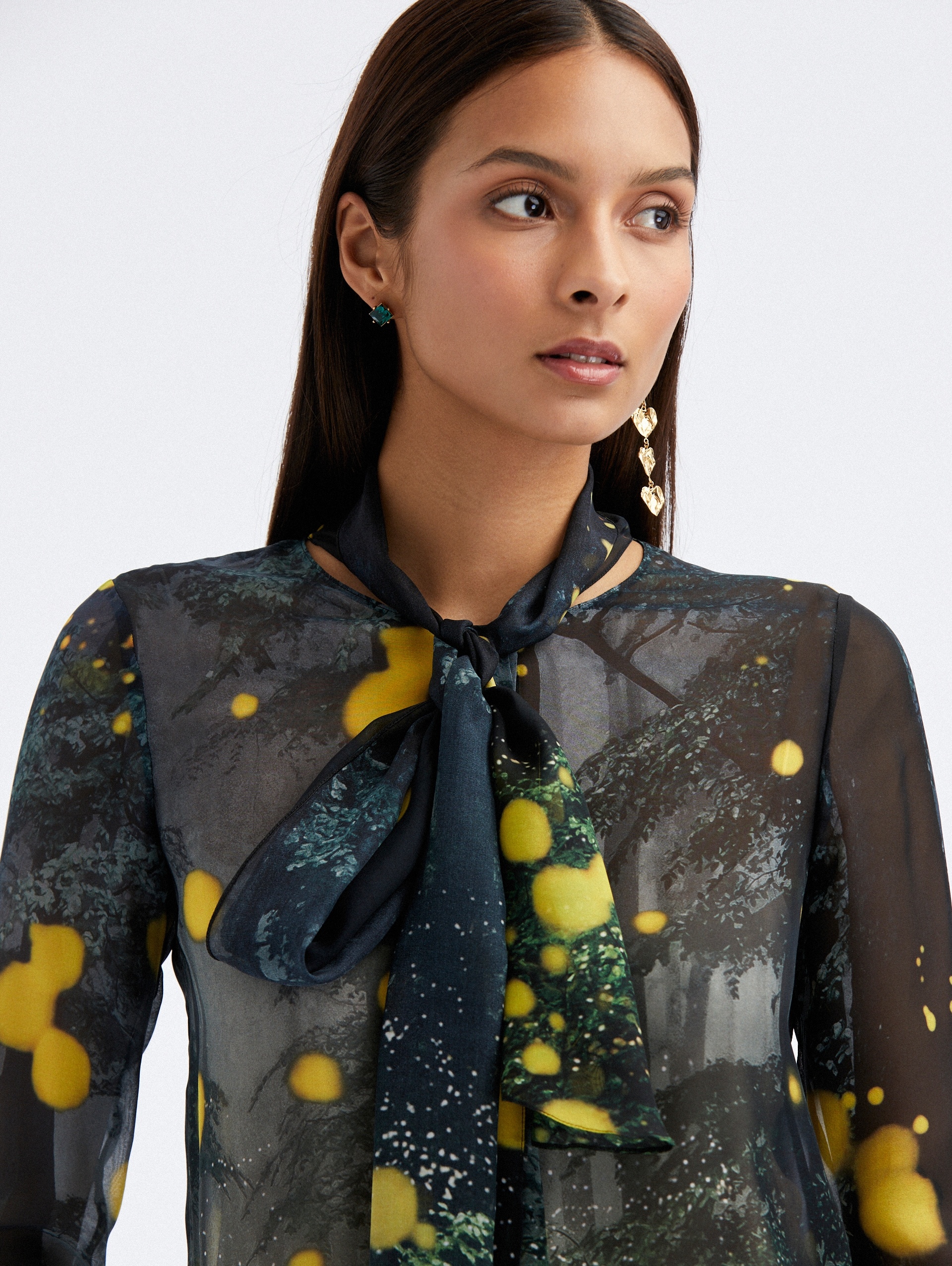 FIREFLY TIE-NECK CHIFFON BLOUSE - 4