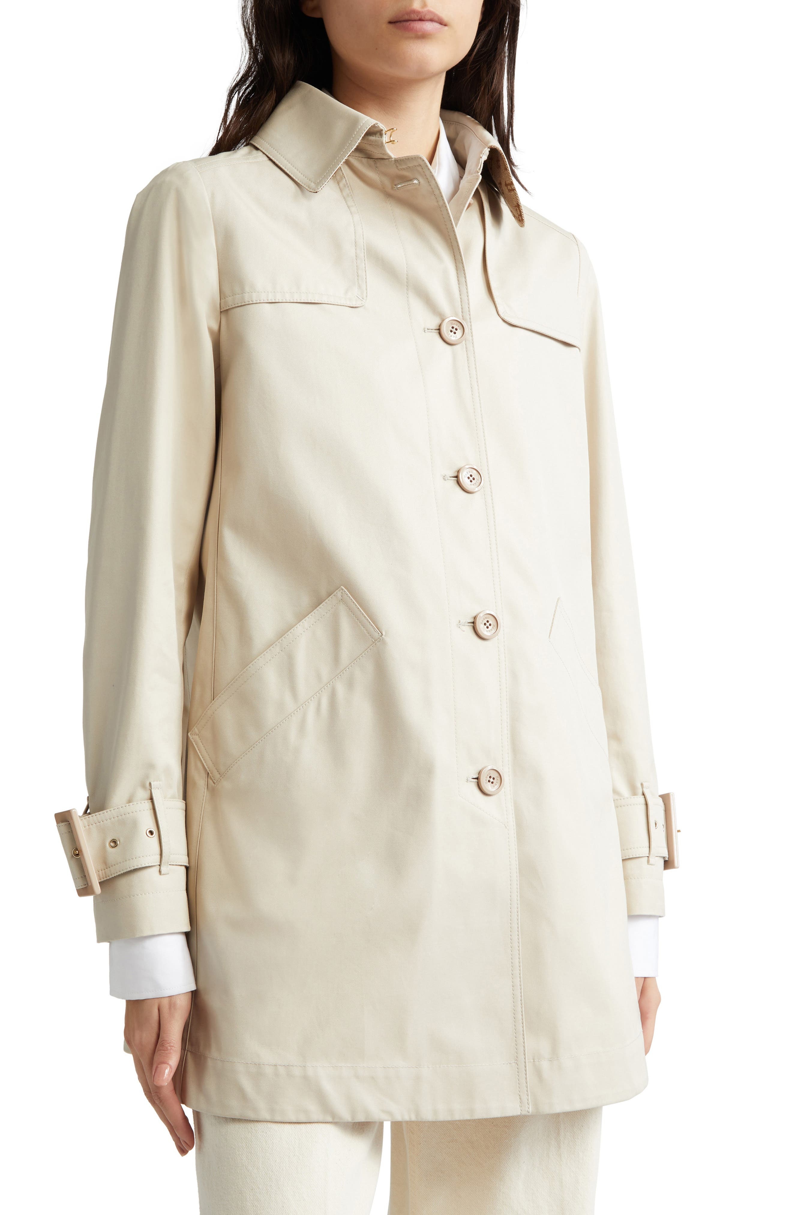 Herno Delon Cotton Short Trench Coat in Champagne at Nordstrom - 4