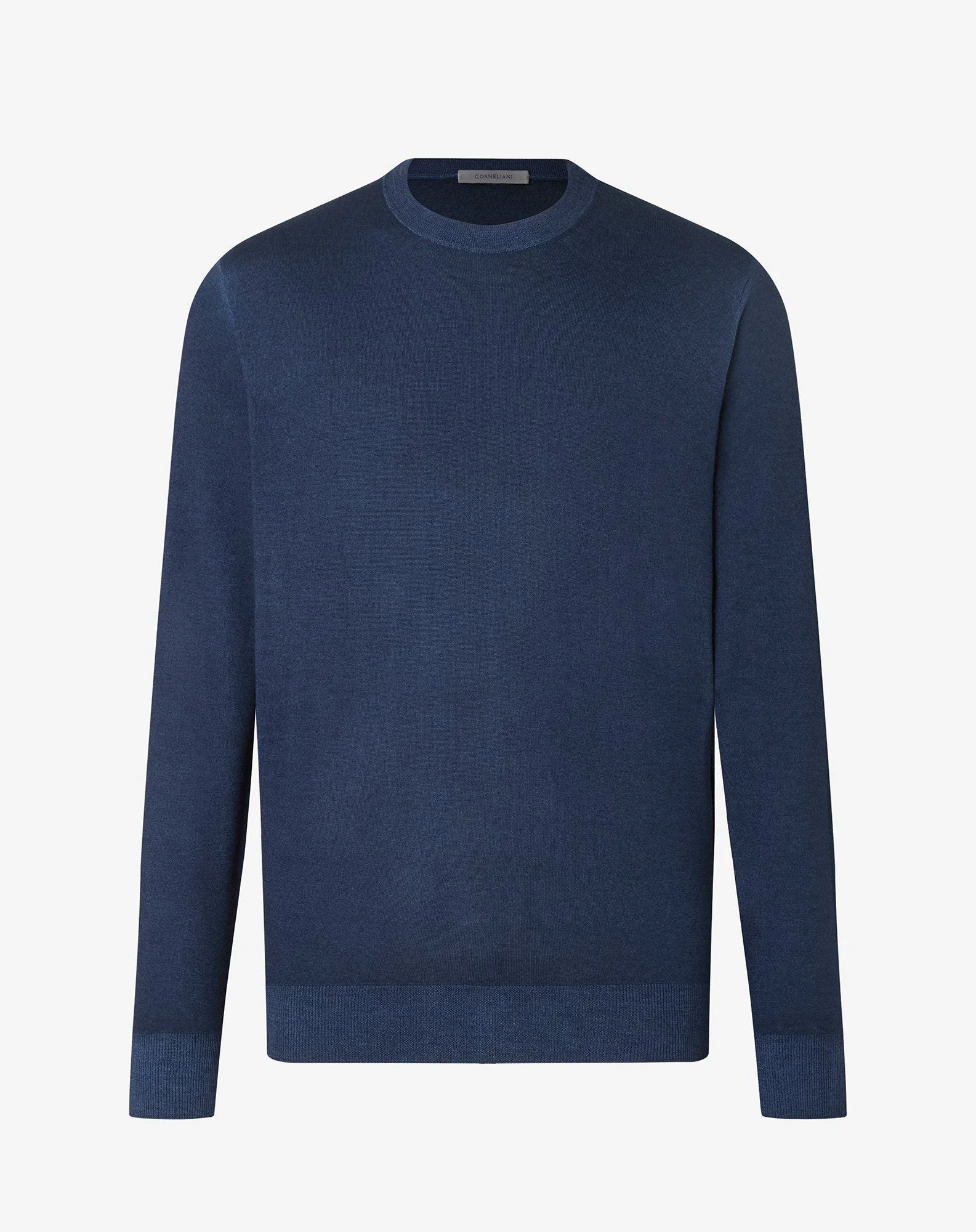 Blue crew neck pure wool knitwear - 1