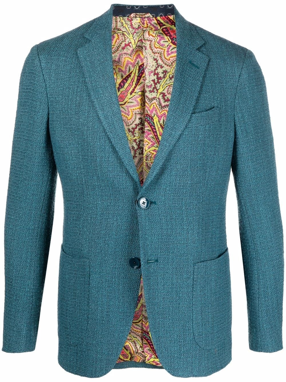 woven single-breasted blazer - 1