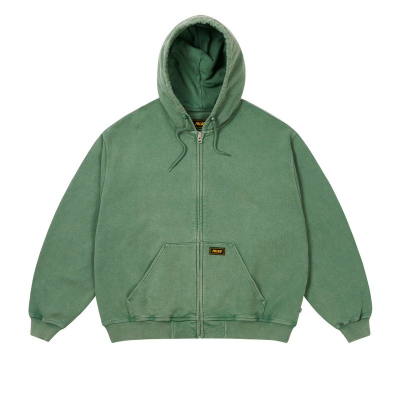 TRIPLE STITCH ZIP HOOD PIGMENT GREEN - 1