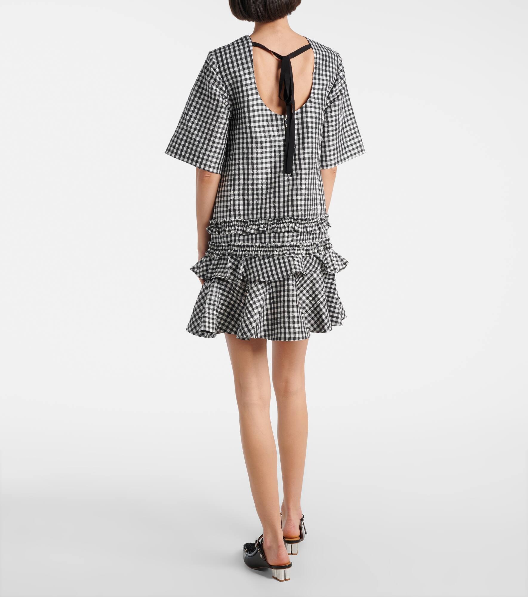 Gingham ruffled minidress - 3