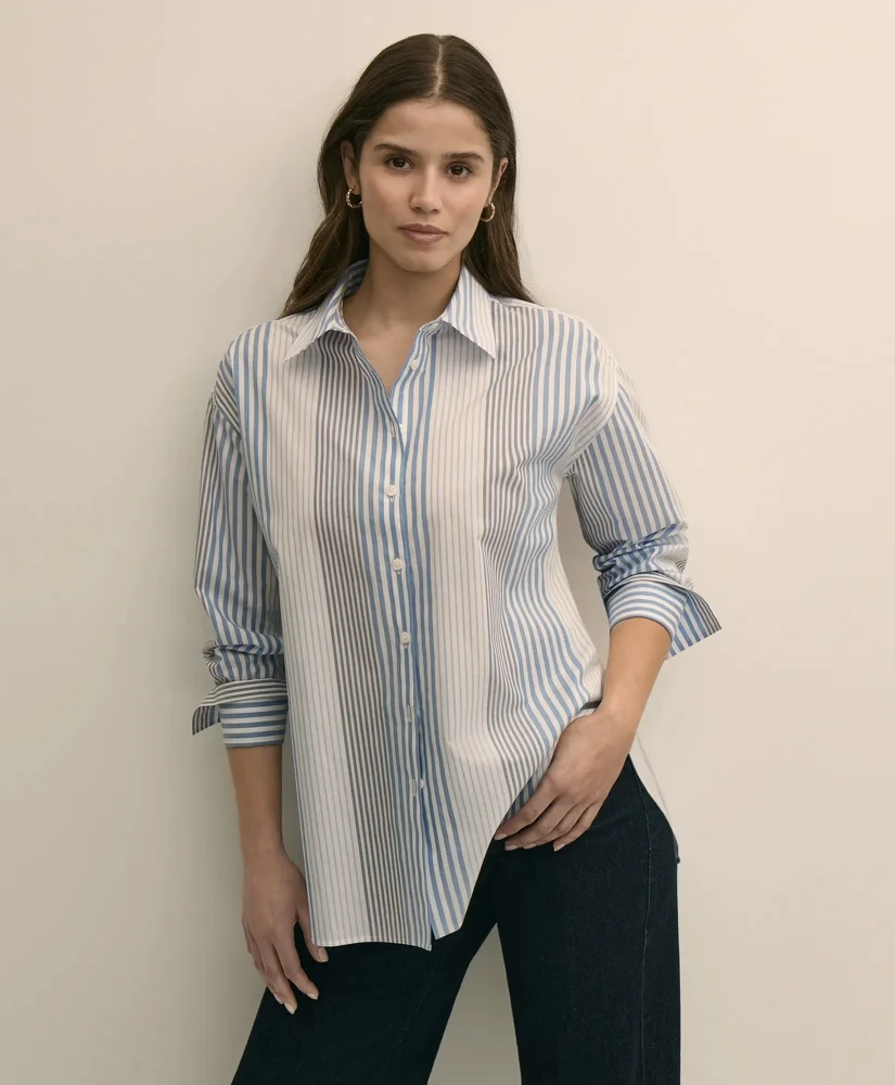Oversized Cotton Pinstripe Shirt - 1