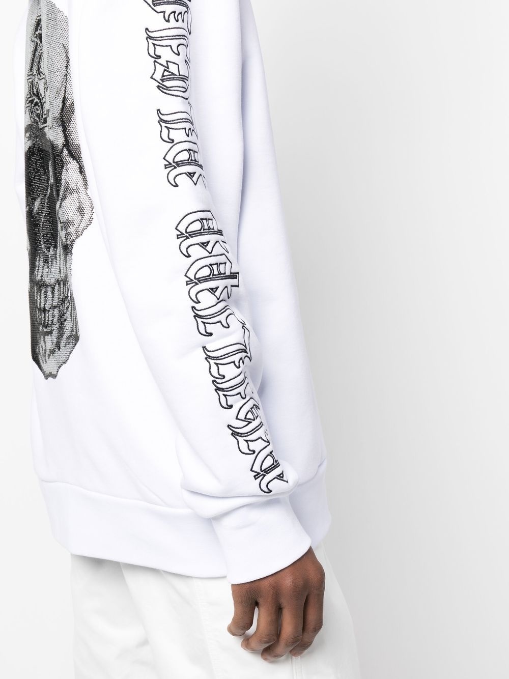 skull-print logo-embroidered hoodie - 5