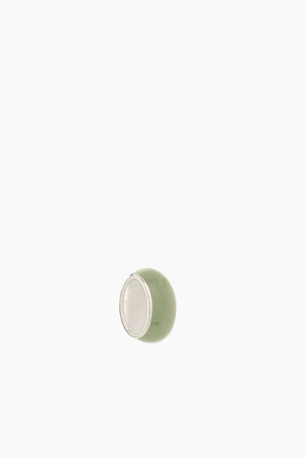 Wide Olive Green Enamel Bead in Sterling Silver - 1