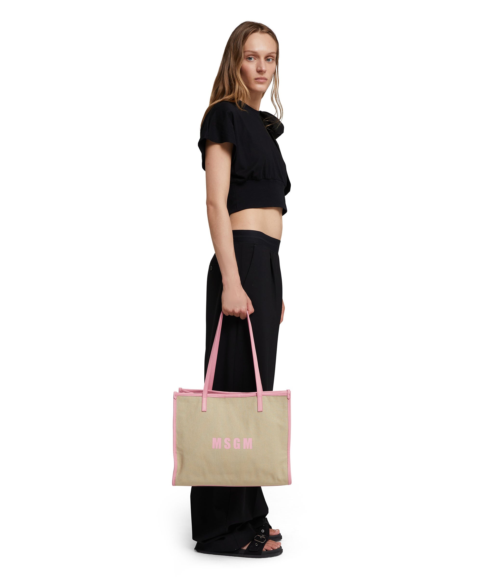 Canvas tote bag with piping and printed logo - 5