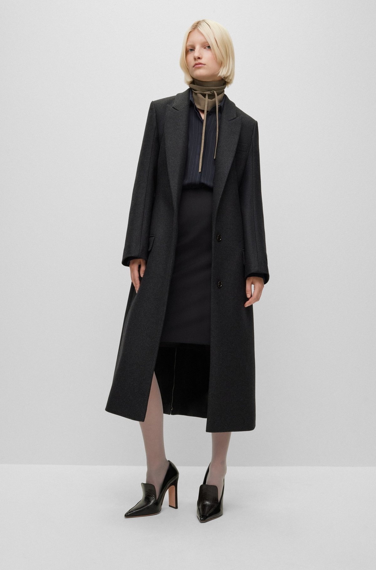 WOOL-BLEND TAILORED COAT WITH BACK ZIP DETAIL - 3