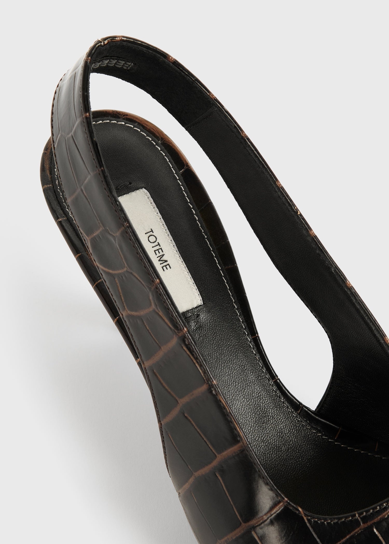 Classic croco-embossed slingbacks dark brown - 4