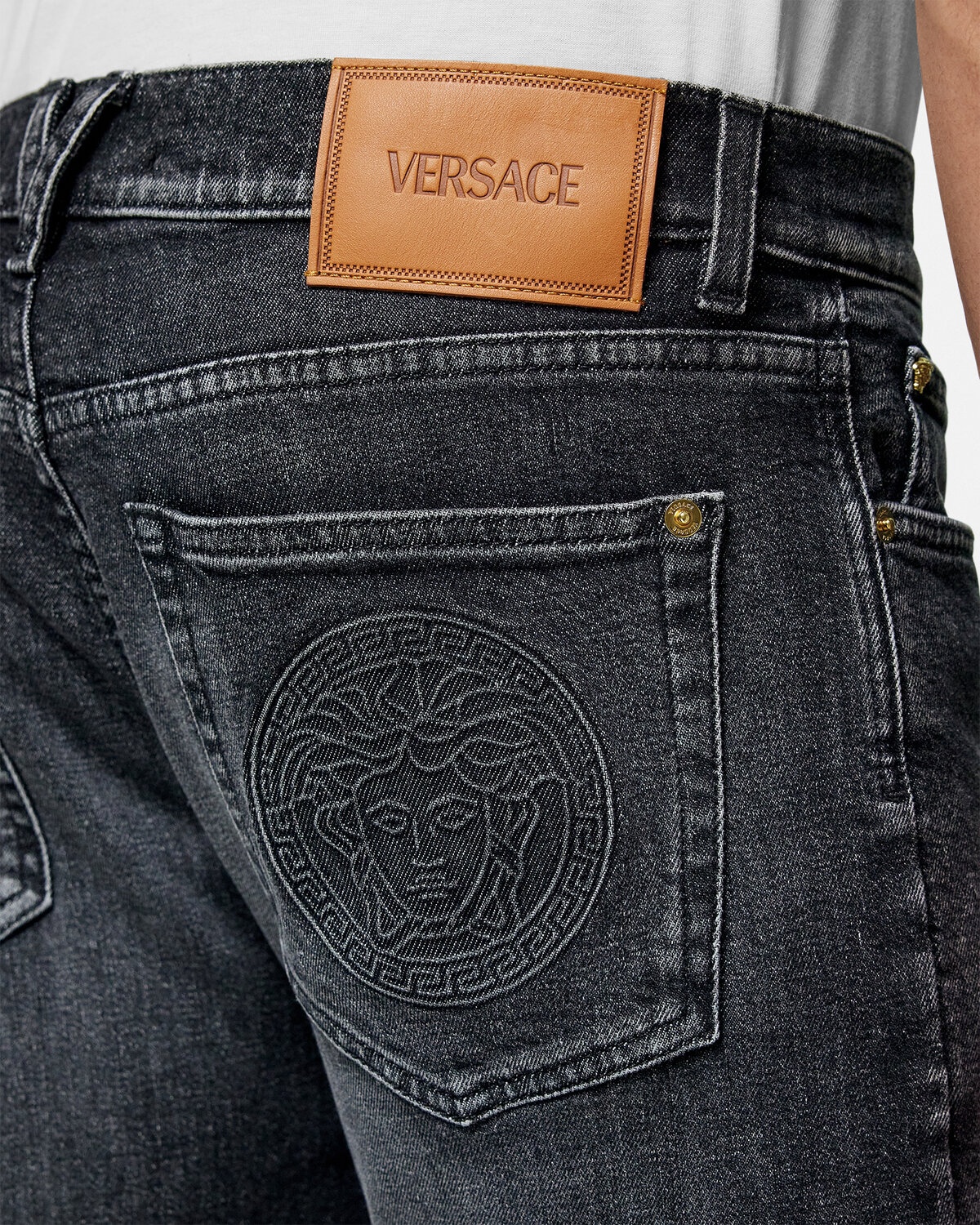Embroidered Medusa Slim-Fit Jeans - 3