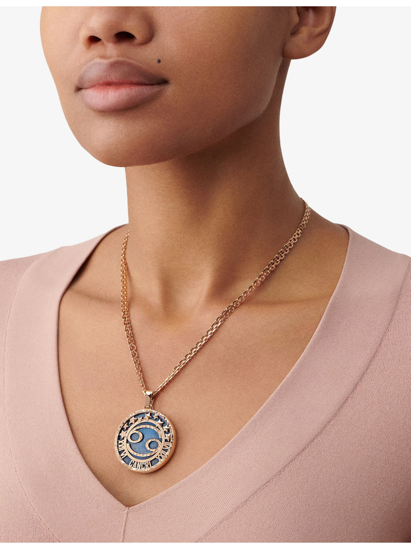 Van Cleef & Arpels Zodiaque Cancer 18ct Rose-Gold And Blue Quartz Pendant Necklace outlook