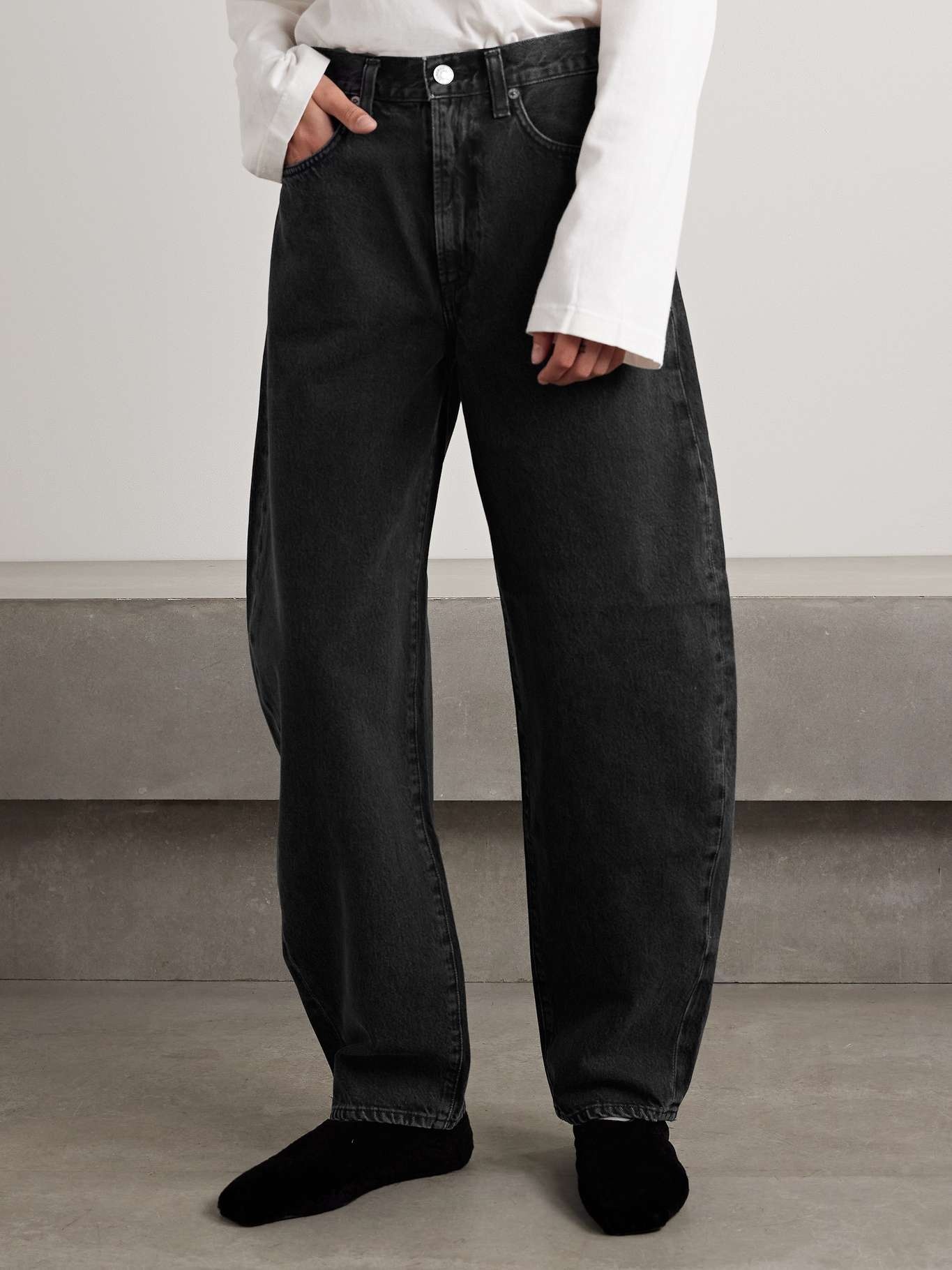 Balloon high-rise tapered organic jeans Black - 3