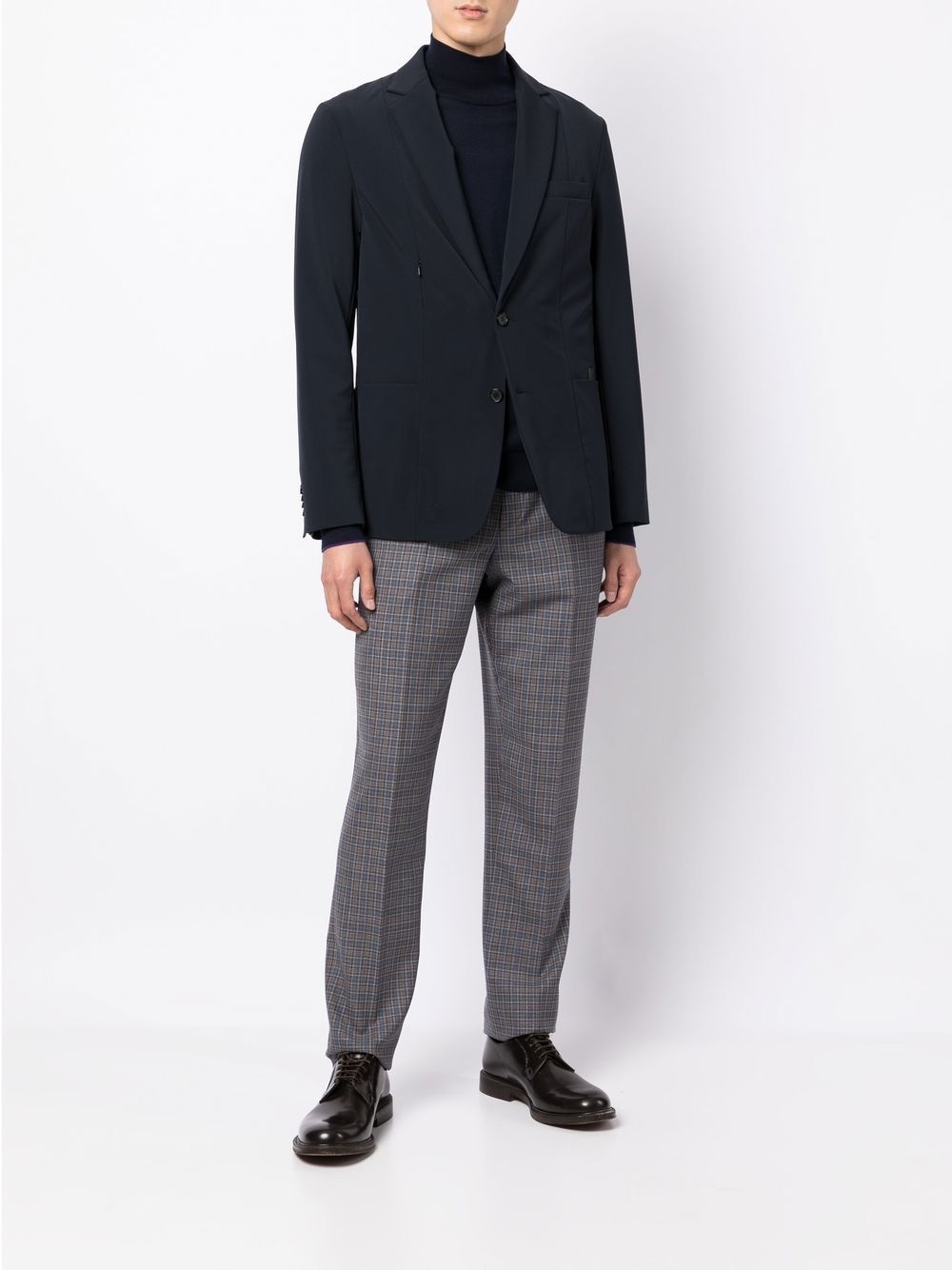 logo-patch single-breasted blazer - 4