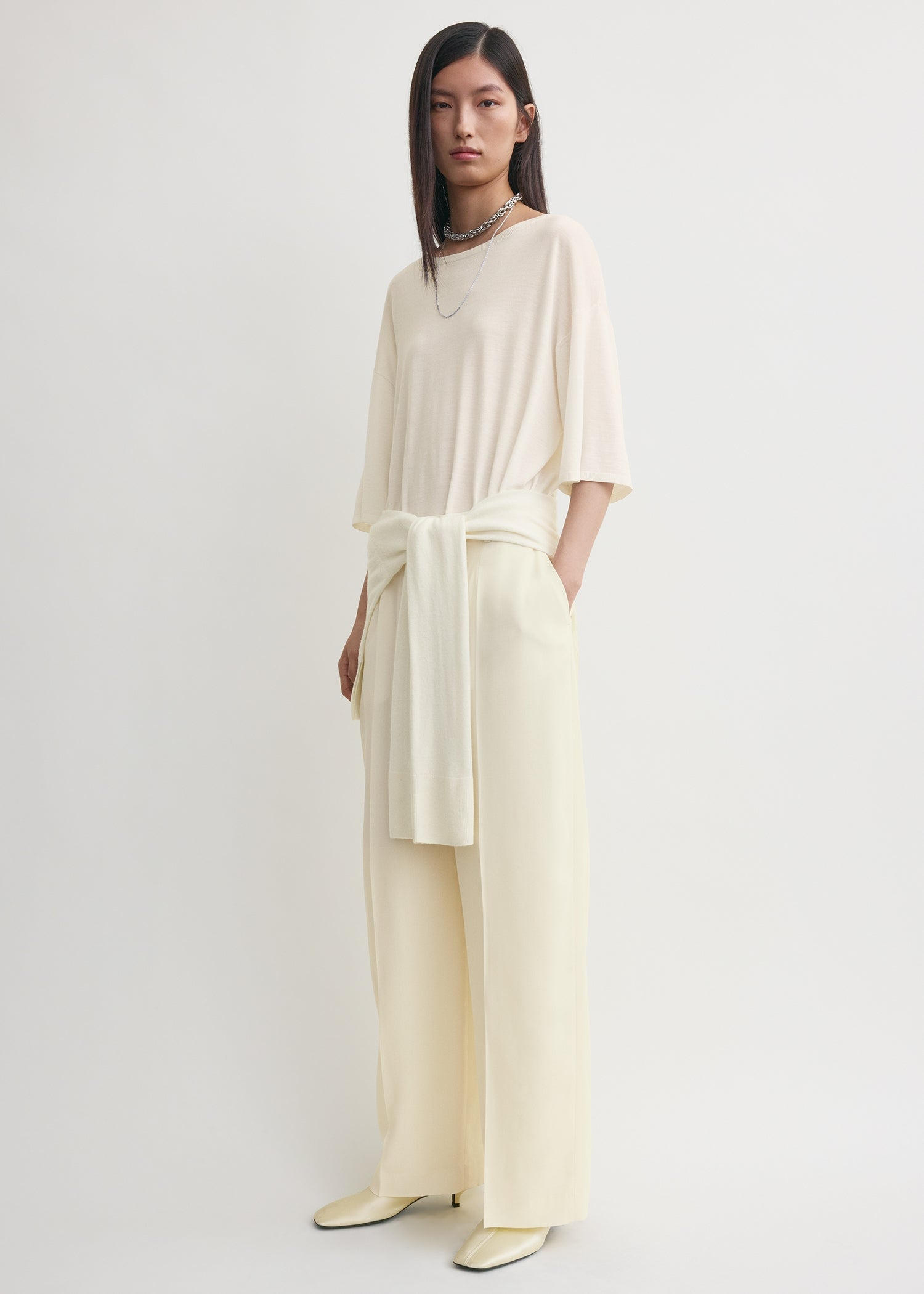 Wide fluid trousers ecru - 3
