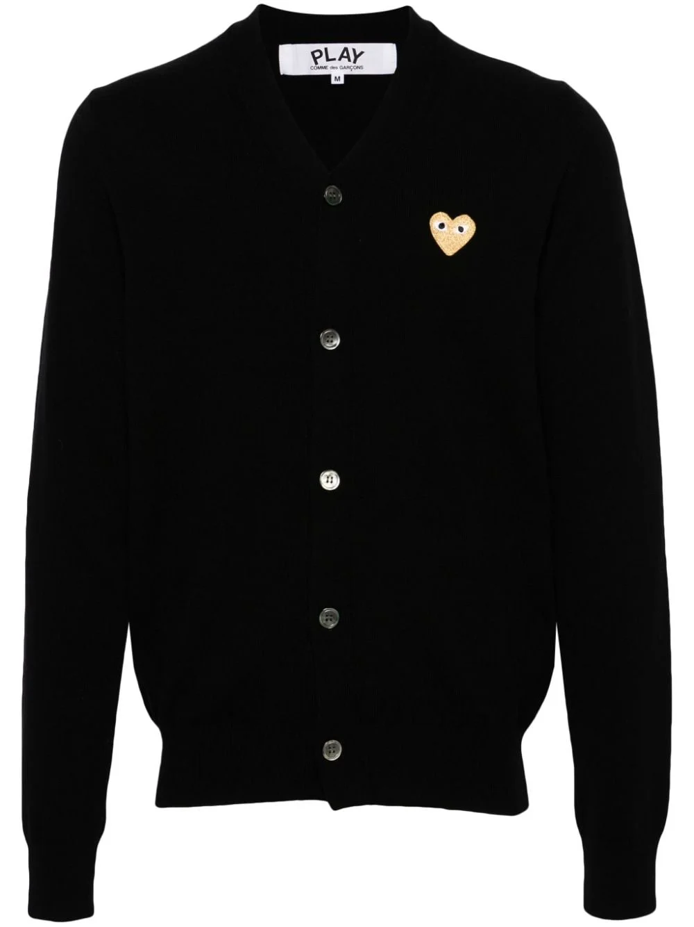 heart-patch wool cardigan - 1