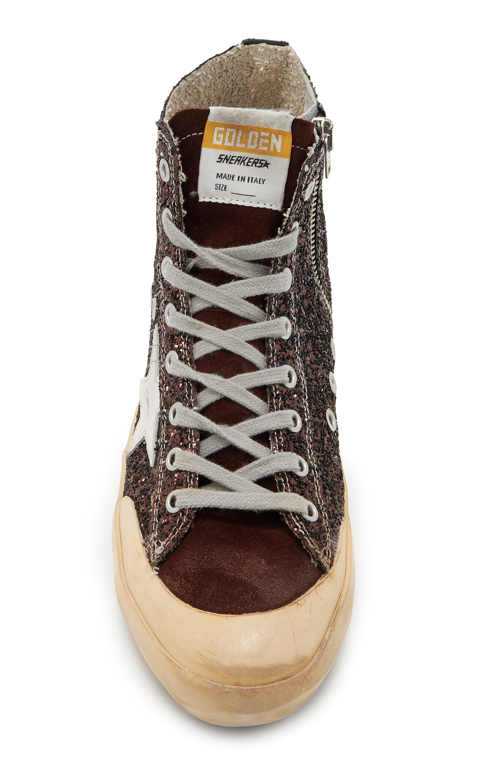 Francy Penstar Suede-Trimmed Glittered Sneakers brown - 3