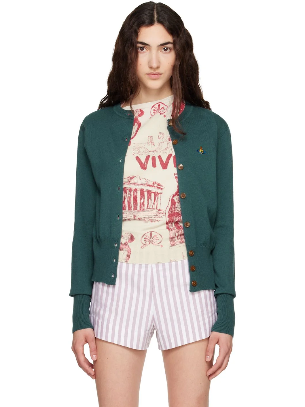 Green Bea Cropped Cardigan - 1