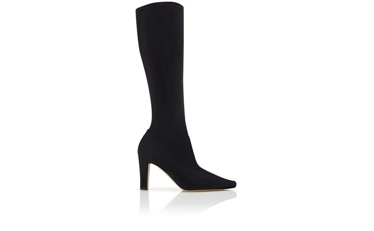 Black Suede Knee High Boots - 1