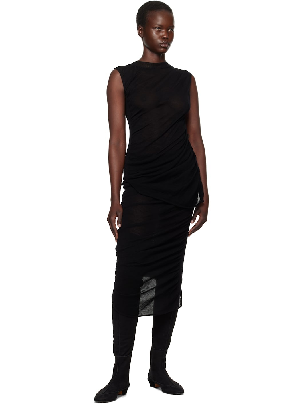 Black Ambiguous Wool Top - 4