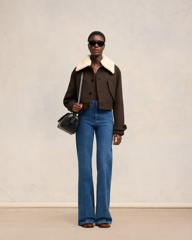 AMI Paris SHORT SHEARLING COLLAR JACKET outlook
