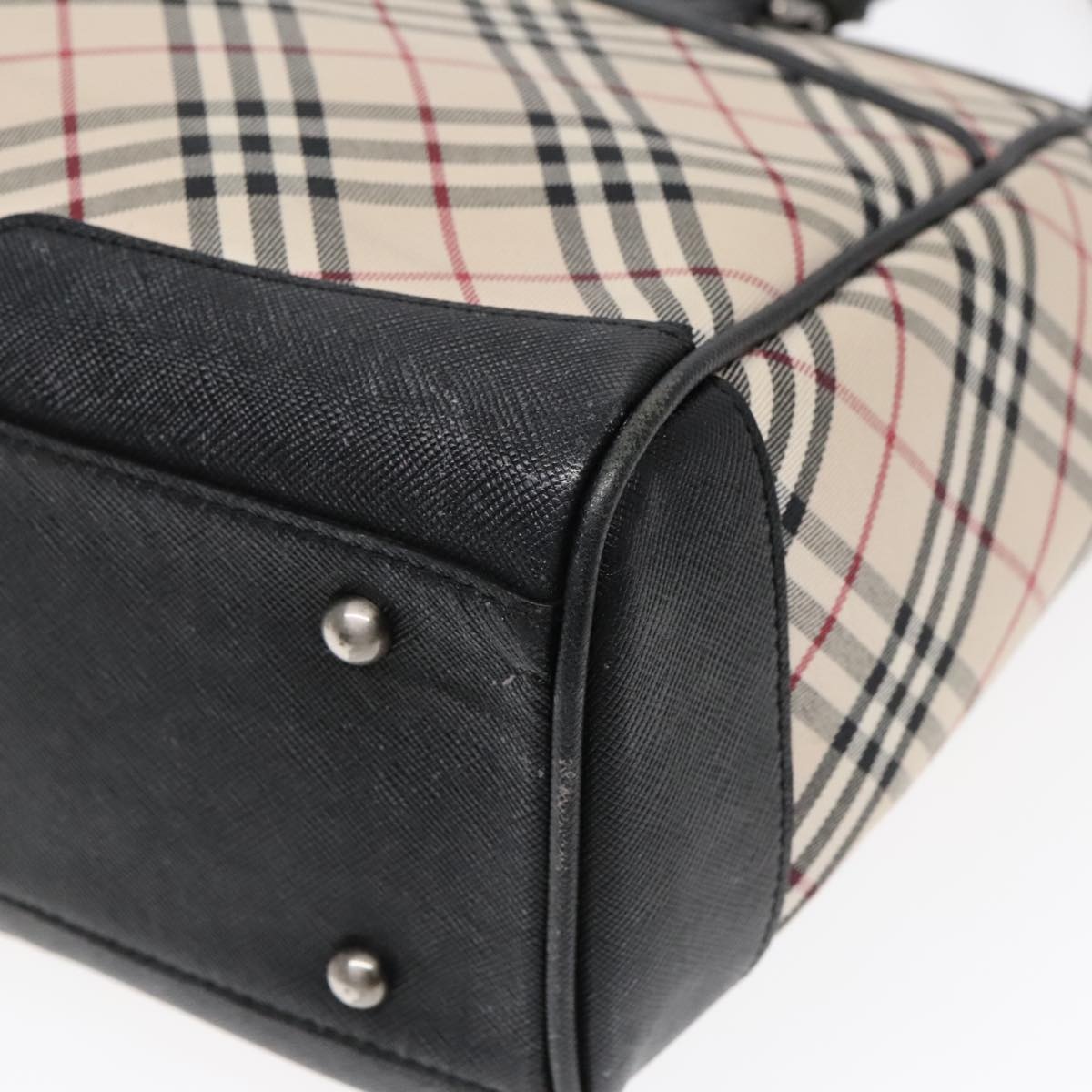Burberry Nova Check Hand Bag Canvas Beige Black - 15