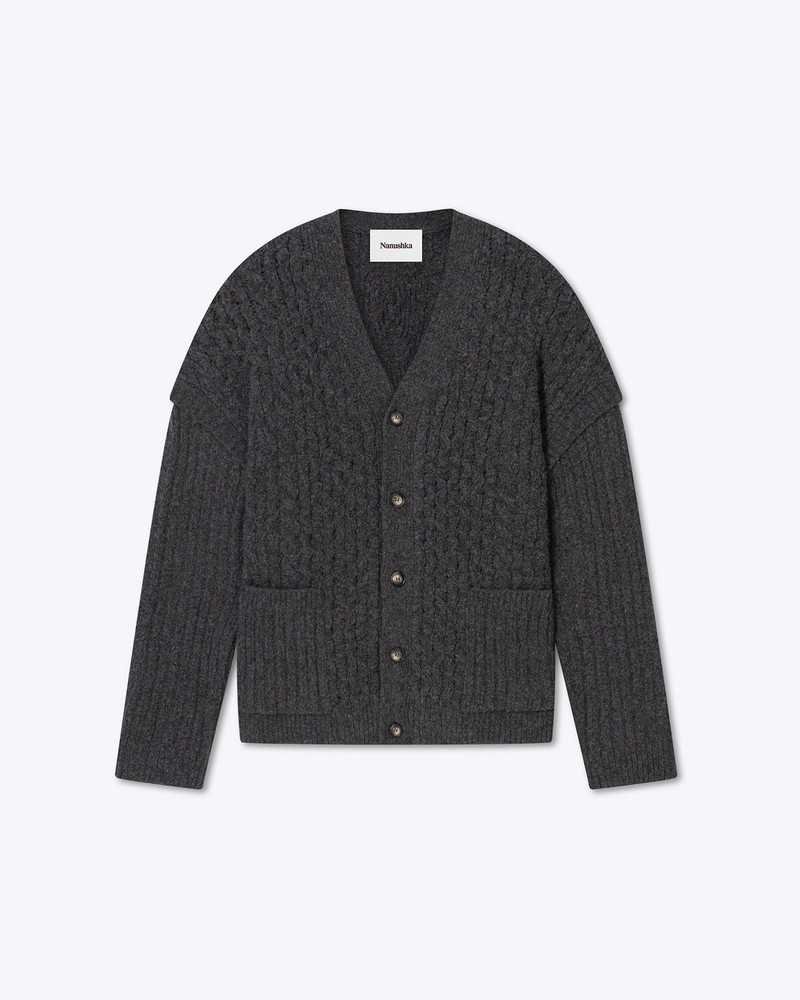 ELMO - Cable knit cardigan - Charcoal 1
