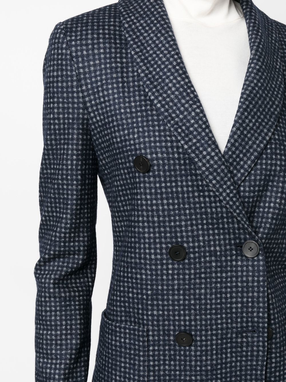 checked pattern double breasted blazer - 5