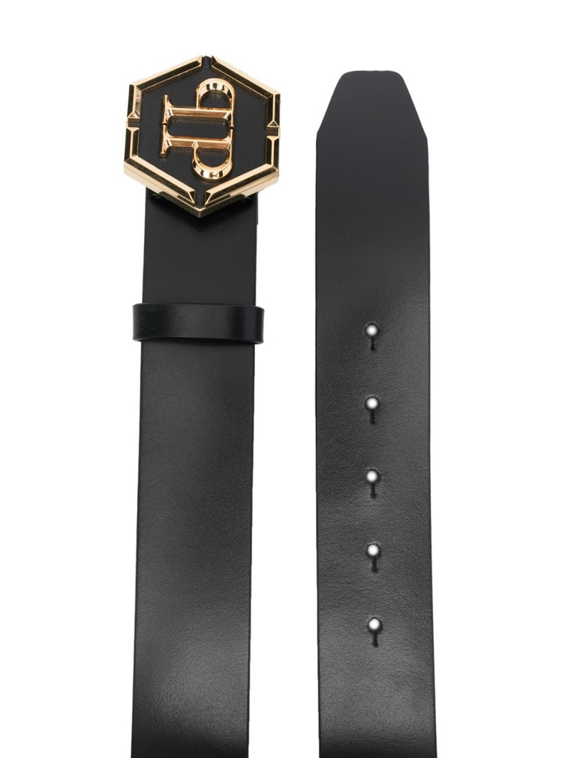PHILIPP PLEIN Hexagon leather belt outlook