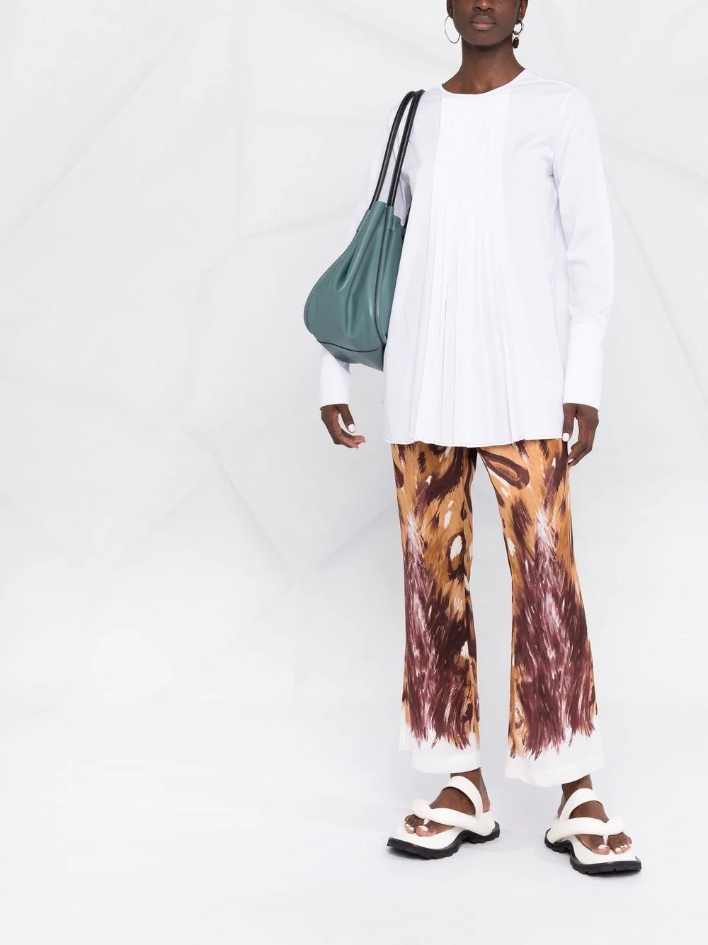 graphic-print flared trousers - 2