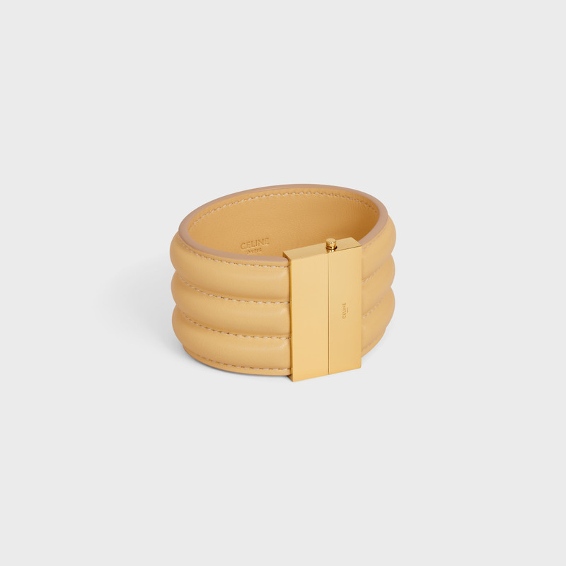 CELINE Les Cuirs Celine Large Bracelet in Calfskin and Brass with Gold Finish outlook