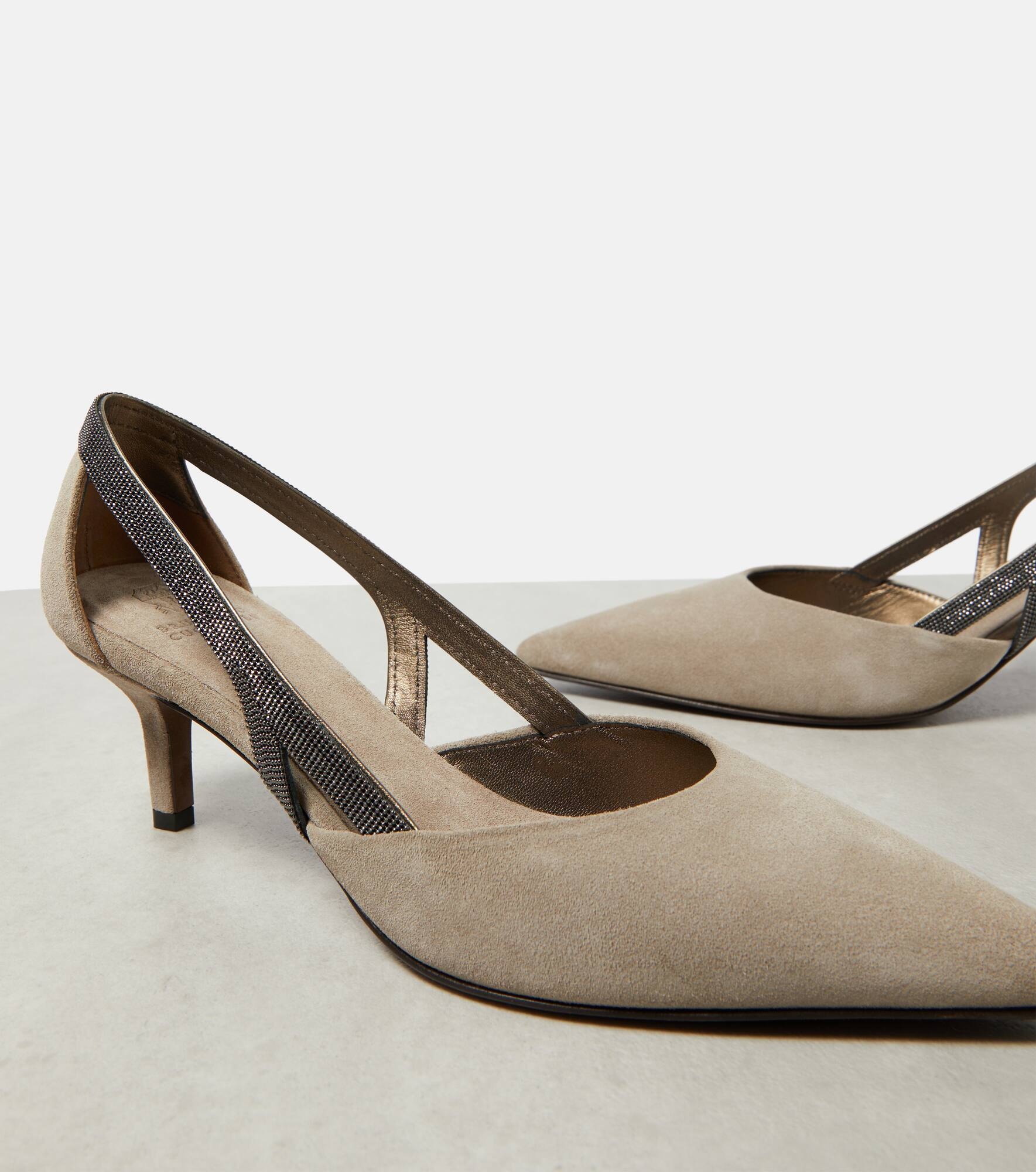 Embellished suede slingback pumps - 6