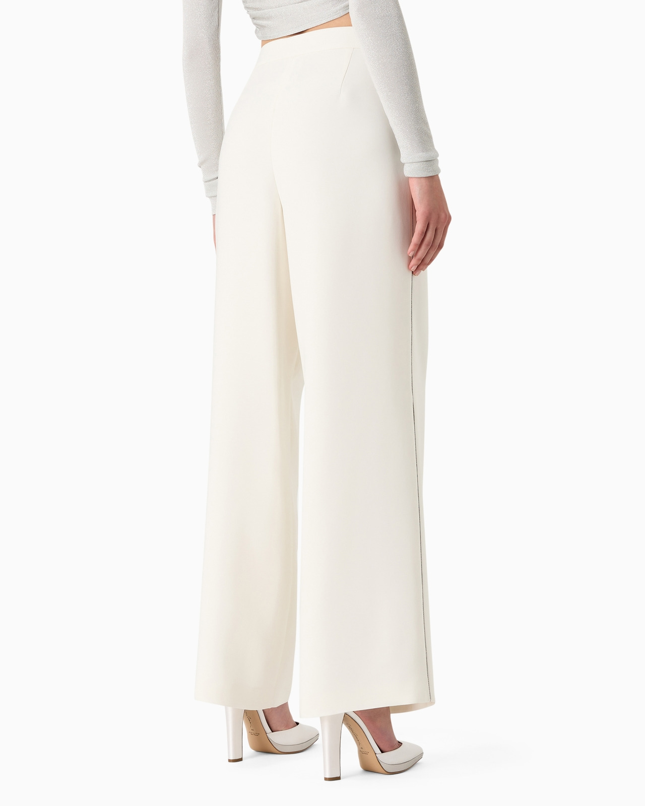 Silk cady wide-legged trousers - 3