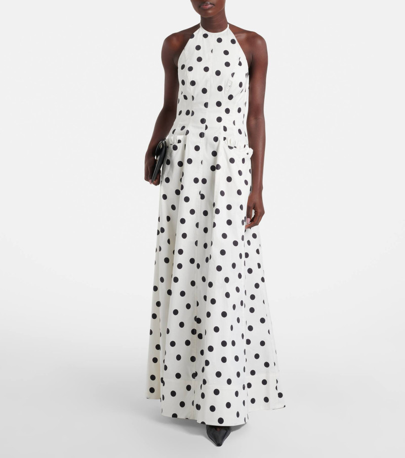 REBECCA VALLANCE Maisie polka-dot cotton-blend maxi dress outlook