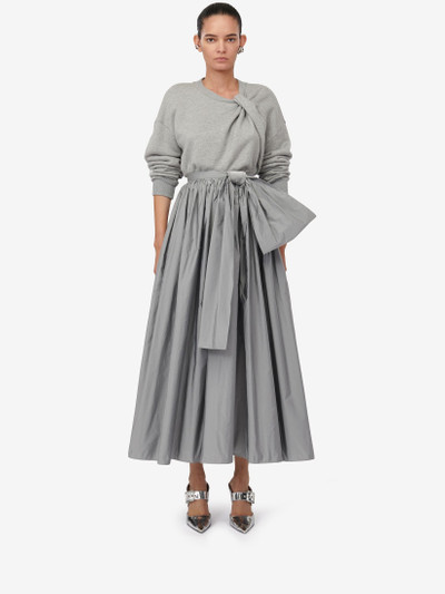 Alexander McQueen Women's Bow Detail Gathered Midi Skirt in Silver outlook