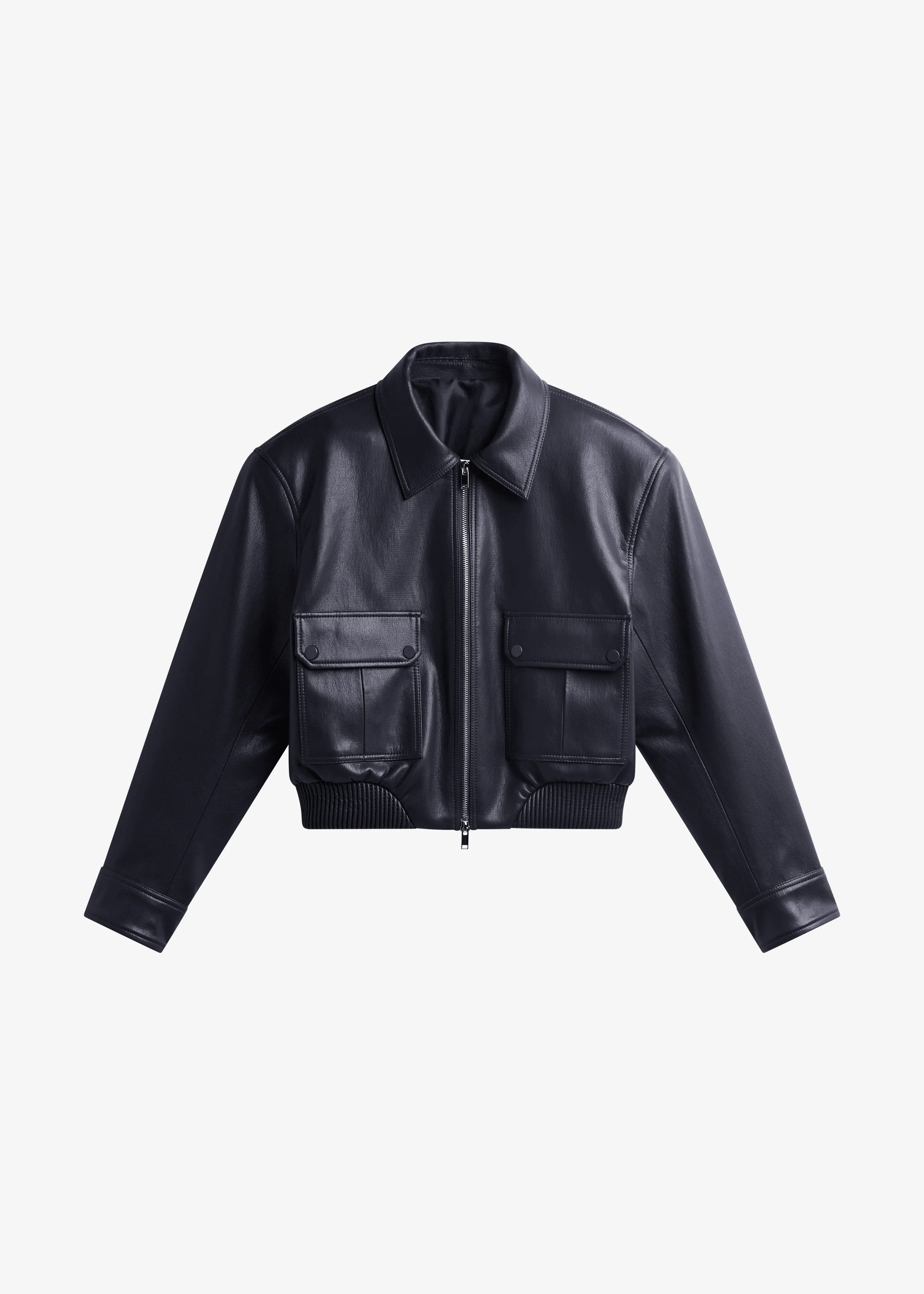 Val Faux Leather Padded Jacket - Black - 1